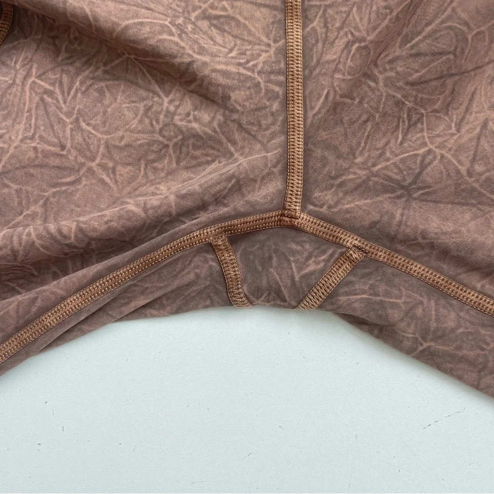 Lululemon Fast and Free Tight Leggings Side Pockets Ice Dye Wash Brown Earth 25”